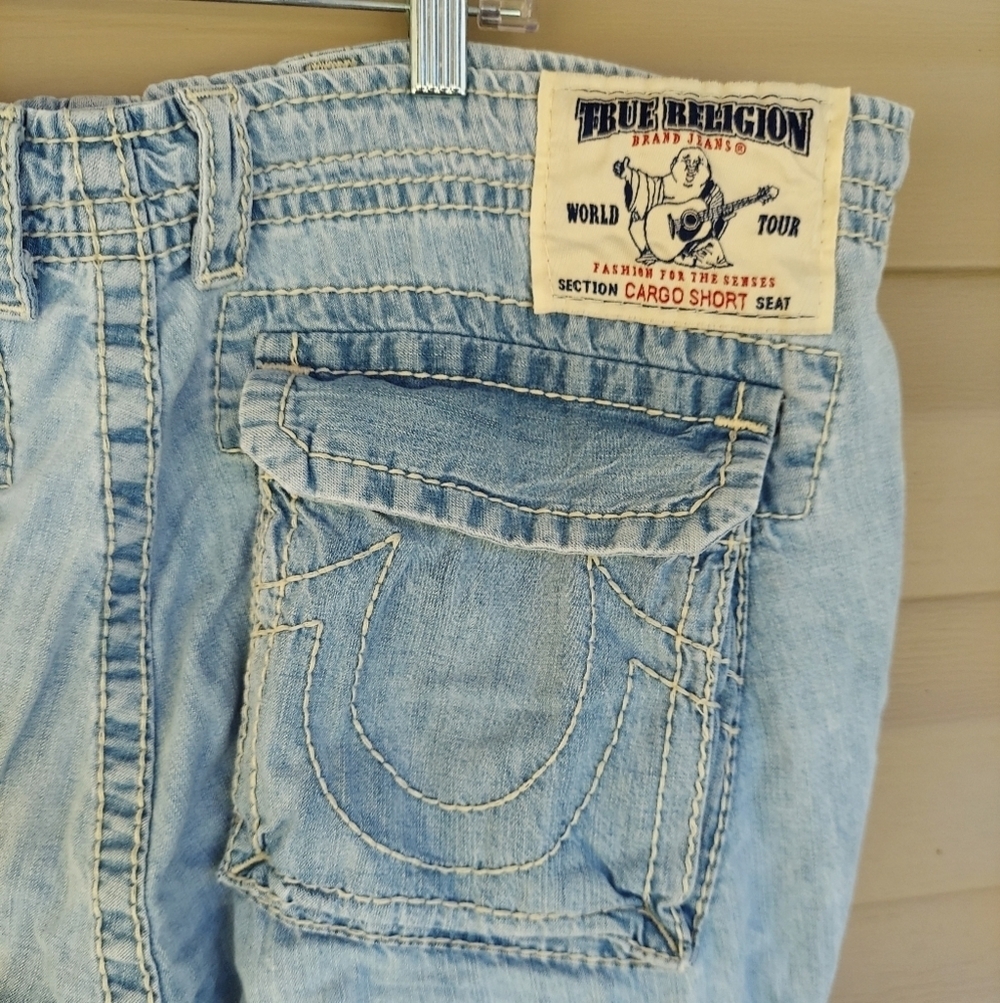 True Religion Big T Cargo Cut Off Shorts